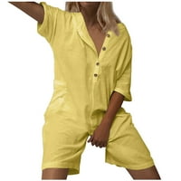 Ljetne Rompers ženske modne ljetne čvrste casual kratkih rukava pidžama suspender kratki zip up skok