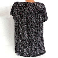 Ženski bluze žene plus veličina kratkih rukava V-izrez za bluzu za bluzu od pukotine na majici crne s