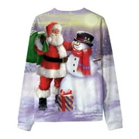 Yueulianxi Božićne dukseve Muškarci Zima Jesen Casual O izrez Dugi rukav Božićni tiskani pulover Duks