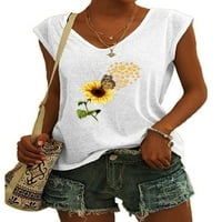 GRIANLOOK WOMENS Boho Summer Majica Cvjetni print casual labave bluze V-izrez rezervoar bez rukava Cami
