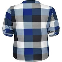 Luxplum dame TEE Provjerite da li majica s majicom V izrez majica vrećice tunika bluza jeseni pulover