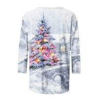 Božićne košulje za žene Jesen moda Sparkly Xmas Tree Print rukave sa rukavima