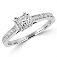 Veličanstvo dijamanti MD180042-4. 0. CTW Princess Diamond Solitaire sa Accentima zaručnički prsten u