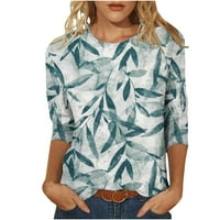 Jyeity Women Bluzes Clearence ispod 7 dolara, rukav okrugli vrat Ispiši labave ležerne plave bluze za