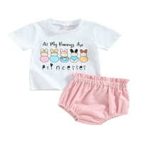 Diconna Baby uskršnja odjeća Ljetna djevojka Dječak vafla pamučna zec majica casual dno kratke hlače