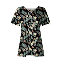 Ljetne ženske košulje Žene modne casual vrhovi tiskane kratke ruhove majice V majice za izrez Mint Green