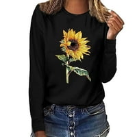 Bluze za žene plus veličine dugih rukava Cvjetni izrez cvjetne majice za slobodno vrijeme m