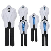 5- Formalno crno bijelo odijelo Set TEAL luk dugi kravate prsluk dječak za bebe