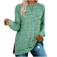 Majice za žene Ženski modni džemper u boji prelaze okrugli vrat dugih rukava Split na prodaju zeleno