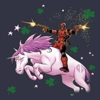 Dan ženske marvel svetog Patrika Deadpool Jednorog grafički tee mornarice plava velika