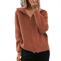 Ketyyh-CHN Cardigan džemperi za žene pletene redovne fit pune džempere Zip Cardigan A, XL