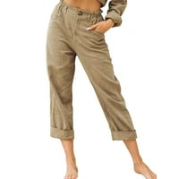 DMQupv široke pantalone za noge za žene plus veličina Ženske posteljine Ljeto Ležerne prilike za navlake