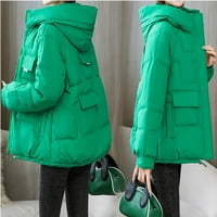 Ženska zimska jakna - drolja s punim korpom od kaputa Elegantna topla jakna puna zip dugih rukava Green