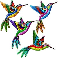 4 × Metal Hummingbird Wall Art Decor Colorful Birds 3D Vanjska skulptura