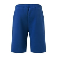 Ljetna odjeća za muškarce muško proljeće ljeto dva odijela pamučna čvrsta boja rever patent žakard kratkih rukava i čipke kratke hlače plave veličine m
