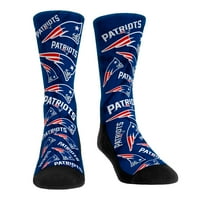 Muške rock em čarape New England Patriots All-over Logo Donje rublje i čarape za posade Combo Pack