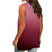 Hesxuno ljetni vrhovi za žene modni novost gradijent boje TOP TOP LAOSE FIT V izrez Bluze bez rukava