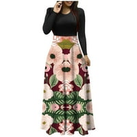 Ženska cvjetna print s dugim rukavima s dugim haljinama plaža casual maxi sandress hot6sl4485855