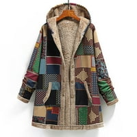 Ženska zimska topla odjeća s kapuljačom s džepovima Vintage kaputi Kardigan