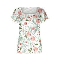 Košulje za žene Dame Fashion Print Tees Ležerne prilike V-izrez kratkih rukava labava tanke Thirts, Bijela, XL