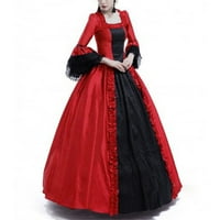 Crewneck Haljina kratki rukav za žene cvjetne printske haljine Srednjovjekovna haljina Goth haljina