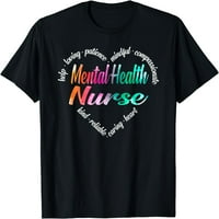 Mentalna medicinska sestra Heart Word Cloud Watercolor Rainbow Majica