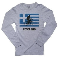 Grčka Olimpic - Biciklizam - zastava - Silueta Muška majica s dugim rukavima