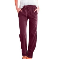 Corashan ženske ležerne hlače Čvrsti pamučni posteljina od elastične struke Široke pantalone za noge za žene