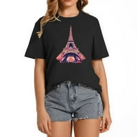 Eiffel Towervintage Anime 90-ih Anime Modna ženska grafička majica - kratki rukav ljetni vrhovi Pariz