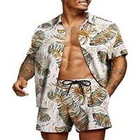 Muška štampana majica Havajski setovi casual gumba niz majicu kratkih rukava i kratke hlače Ljetna plaža