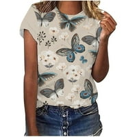 Poslovni casual vrhovi za ženska modna majica leptira Ležerne prilike kratkih rukava Bluza Grafička