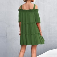 Ženska ljetna haljina jedna ramena od pune ležerne haljine dužine koljena