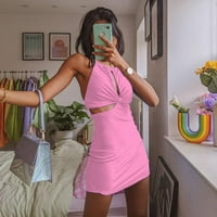 Žene Y2K Halter haljine bez rukava bez rukava Midi dress šuplje Criss Cross Sexy haljine Clupwear