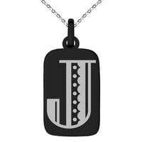 Slovo od nehrđajućeg čelika J inicijalni metro retro monogram ugraviran mali pravokutni pas ogrlica