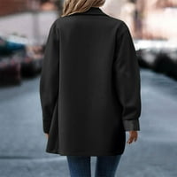 Vuneni kaputi za žene s kapuljačom modne žene zimske džepove u boji Ležerne prilike dugih rukava dugih