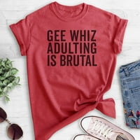 Gee Whiz Odbijanja je brutalna majica, unise ženska muska košulja, košulja za odrasle, za odrasle, majica, Heather Crvena, mala