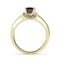 Red Garnet i dijamantni zaručnički prsten 0. CTTW u 14K žutom zlatu .Size 8.0