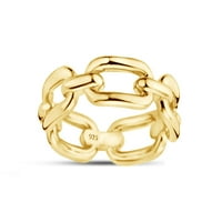 Lanac povezani dizajnerski prstenovi za poklon ženskih nakita u 14K žutom zlatu preko sterlinga srebrne