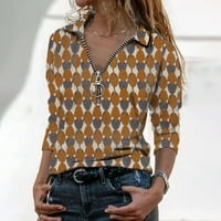 Trendina odjeća za žene Žene Ležerne prilike s dugim rukavima V izrez Zipper Geometrija ispisana majica