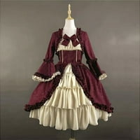 HOKSML FALL DRESS HALLOWEEN Haljine Modne žene Vintage Gothic Court Square Carmar Patchwork Bow Dress