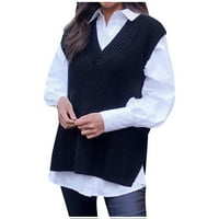 Cardigan za ženska ležerna V-izrez pulover košulja sudar boja bez rukava džemper prsluci za žene