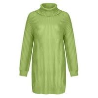 Mveomtd modne žene čvrsti dugi rukav džemper haljina turtleneck džemper pulover dvostruki džemper gn1