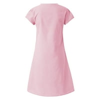 Gotyou haljina ženska ljetna labava puna boja kratka rukava s kratkim rukavima A-line haljina ružičasta