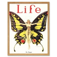Časopis poklopca momena leptir plesačica svijetla vintage nalik na slici Art Print Framed Poster zidni
