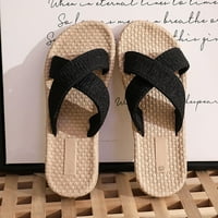 Woxinda papuče za žene djevojke ravne casual sandale slame posteljine donje papuče cipele na plaži