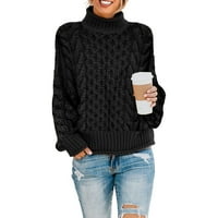 Ženska zimska debela i topla puna boja glasnog džemper od vrata