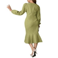 Elegantni obični trkski vrat Bodycon dugih rukava zelene ženske ženske haljine