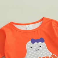 Thefound Toddler Baby Girls Halloween odjeća Ghost Ispis majica s dugim rukavima The Flare hlače odijelo