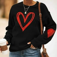 Valentinovo ženski ženski dugi rukav za ispis pulover dukserice, bluza crna xl