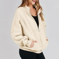 Pola zip pulover Žene turtleneck kapuljač dugih rukava Ležerne prilike, Ležerne prilike, Labavi džep